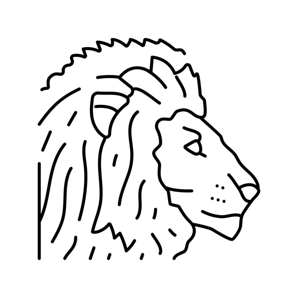 león animal zoológico línea icono vector ilustración