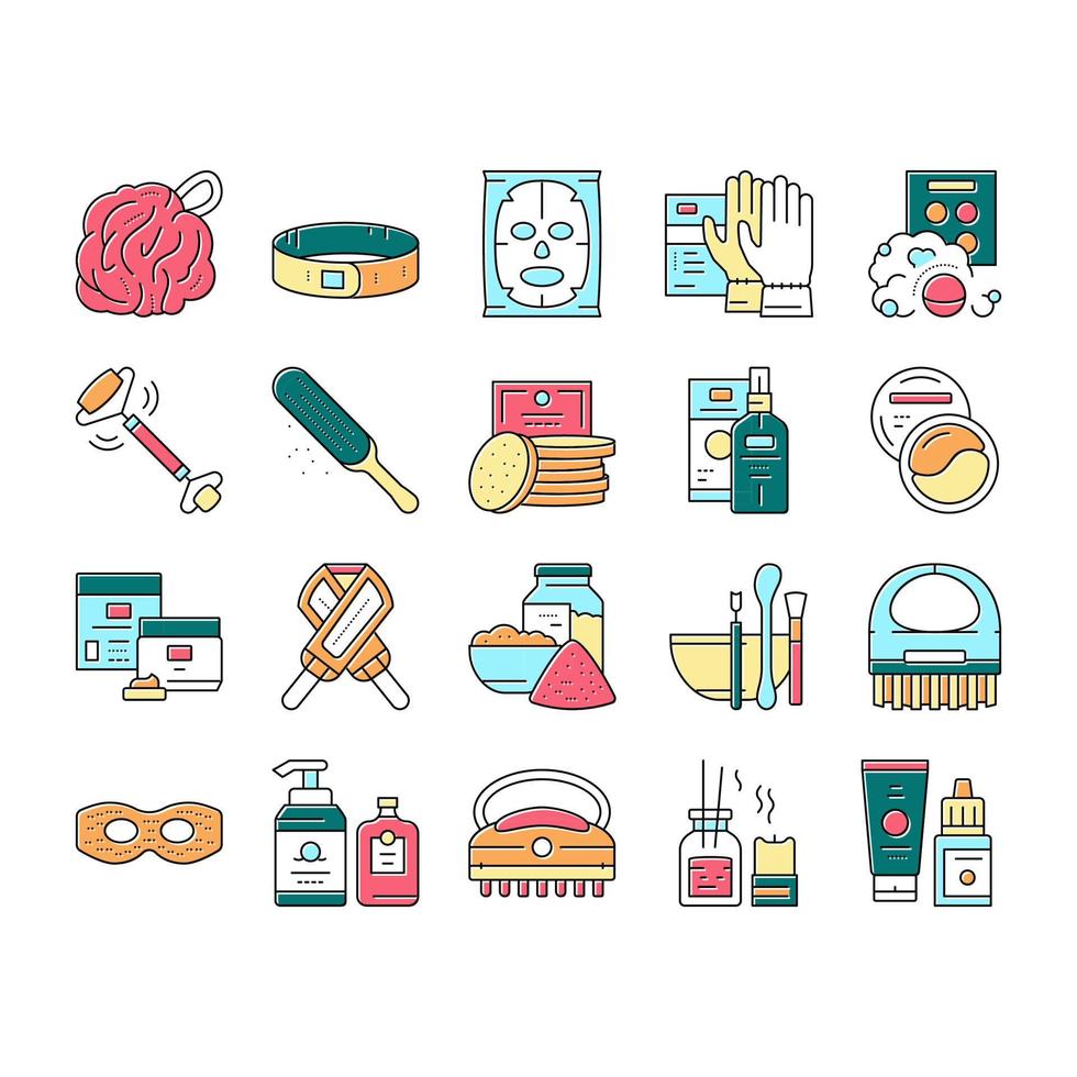 iconos de colección de belleza de cosméticos de spa establecer vector