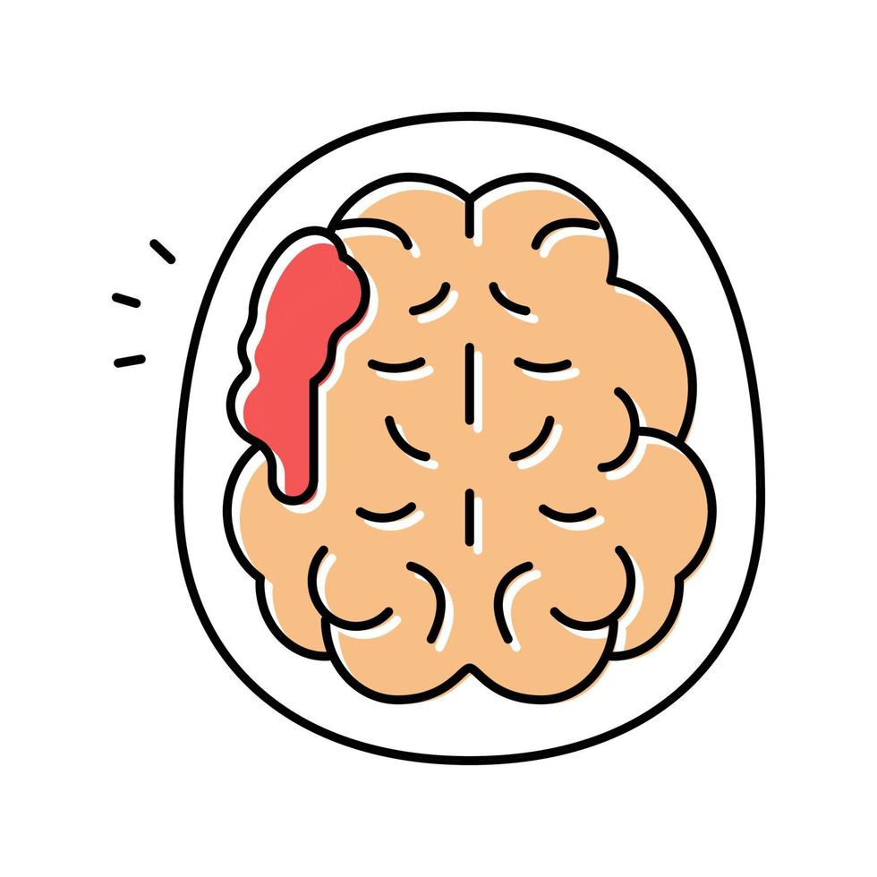 ilustración de vector de icono de color de trazo cerebral