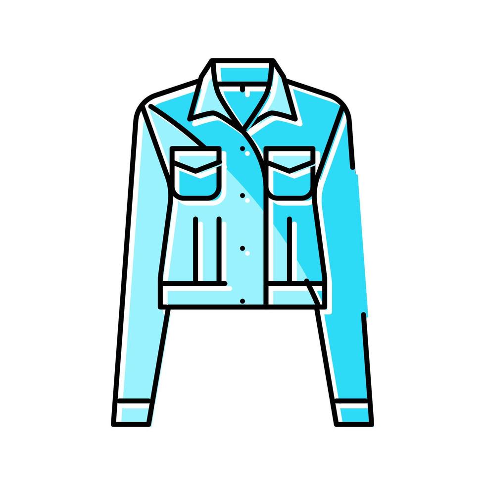 chaqueta de mezclilla prendas de vestir exteriores icono de color femenino ilustración vectorial vector