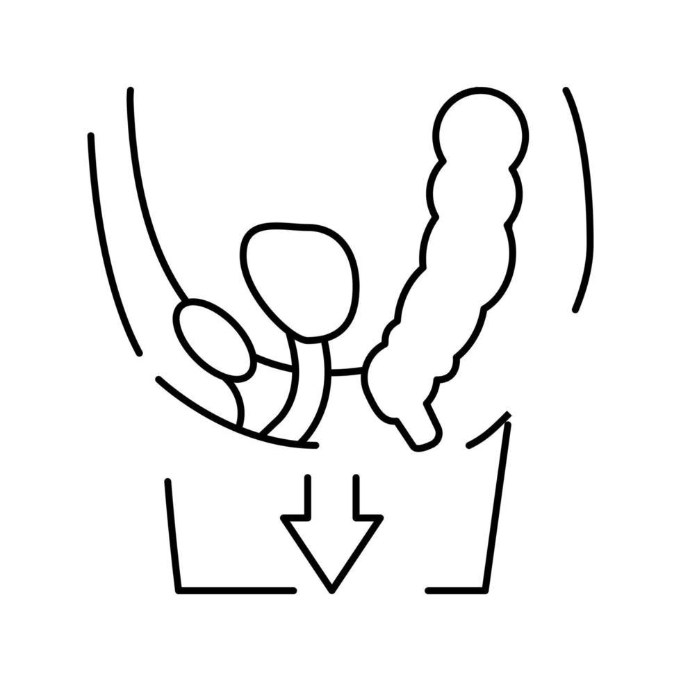 órgano prolapso enfermedad línea icono vector ilustración