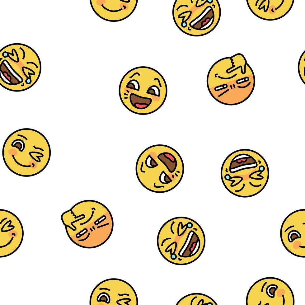 emoji emocional divertido sonrisa cara vector patrón sin costuras