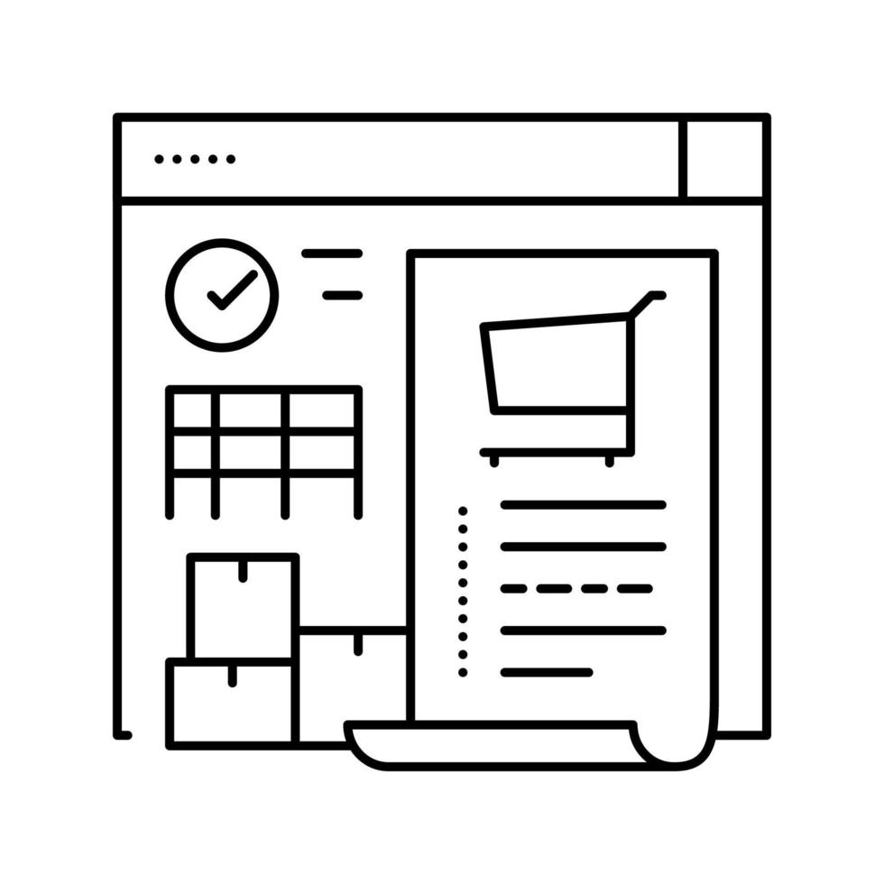 ilustración de vector de icono de línea de informe de orden de compra
