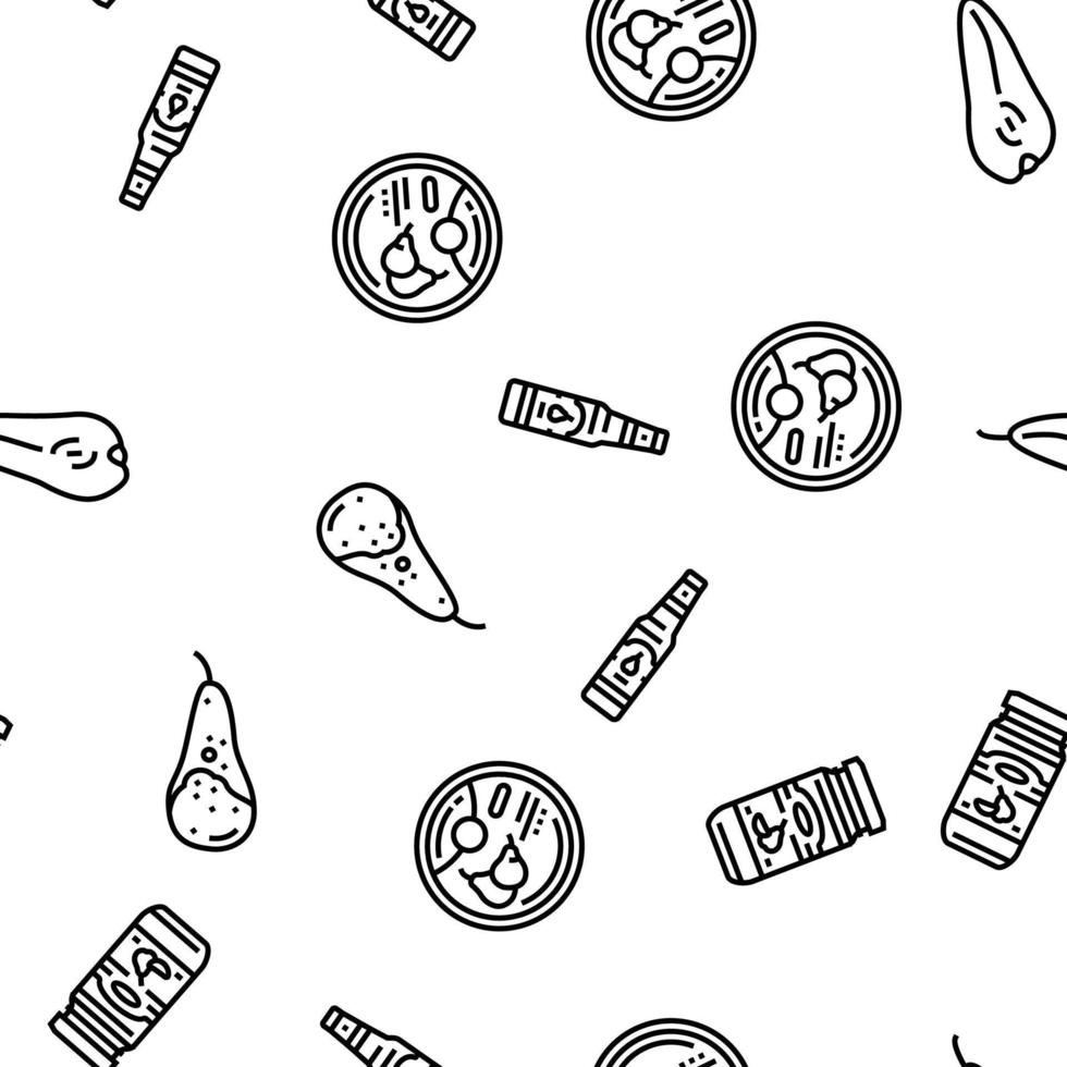 pear fruit green white leaf food vector seamless pattern