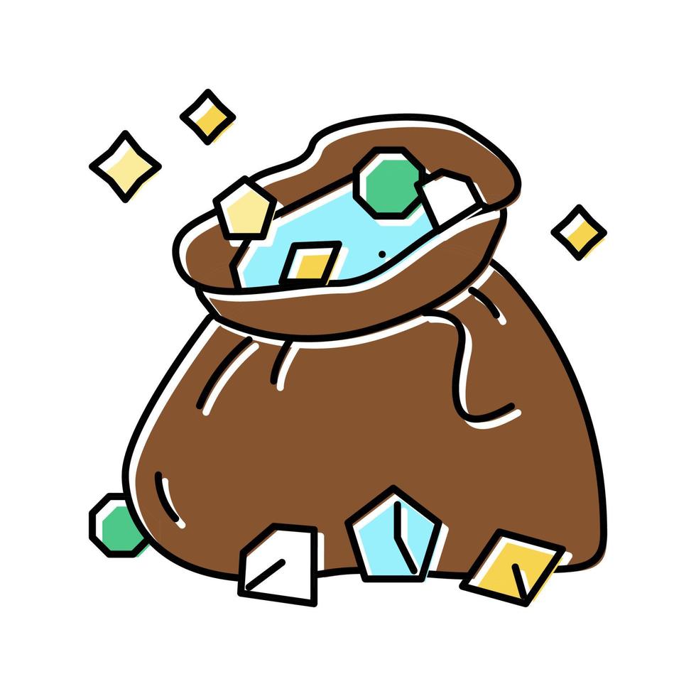 bolsa de piedras de joyería para encontrar en la ilustración de vector de icono de color de aplicación de juego de teléfono