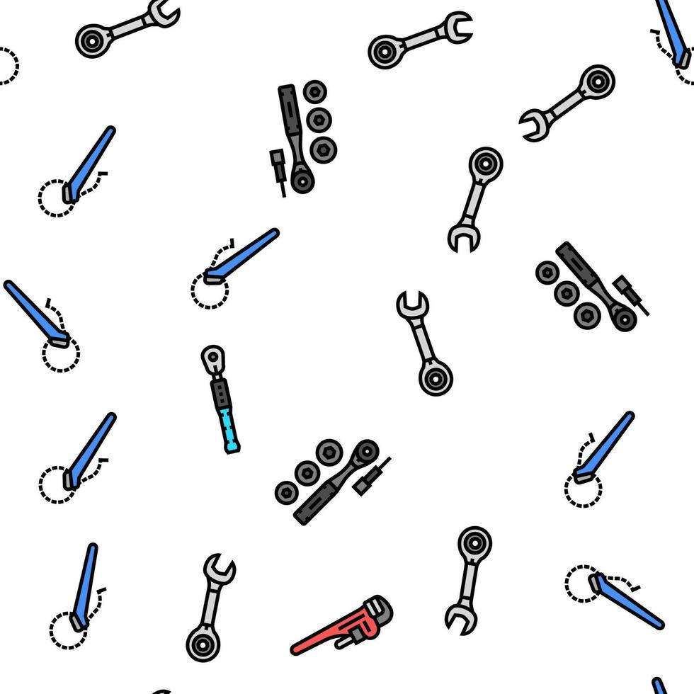 wrench tool spanner repair vector seamless pattern