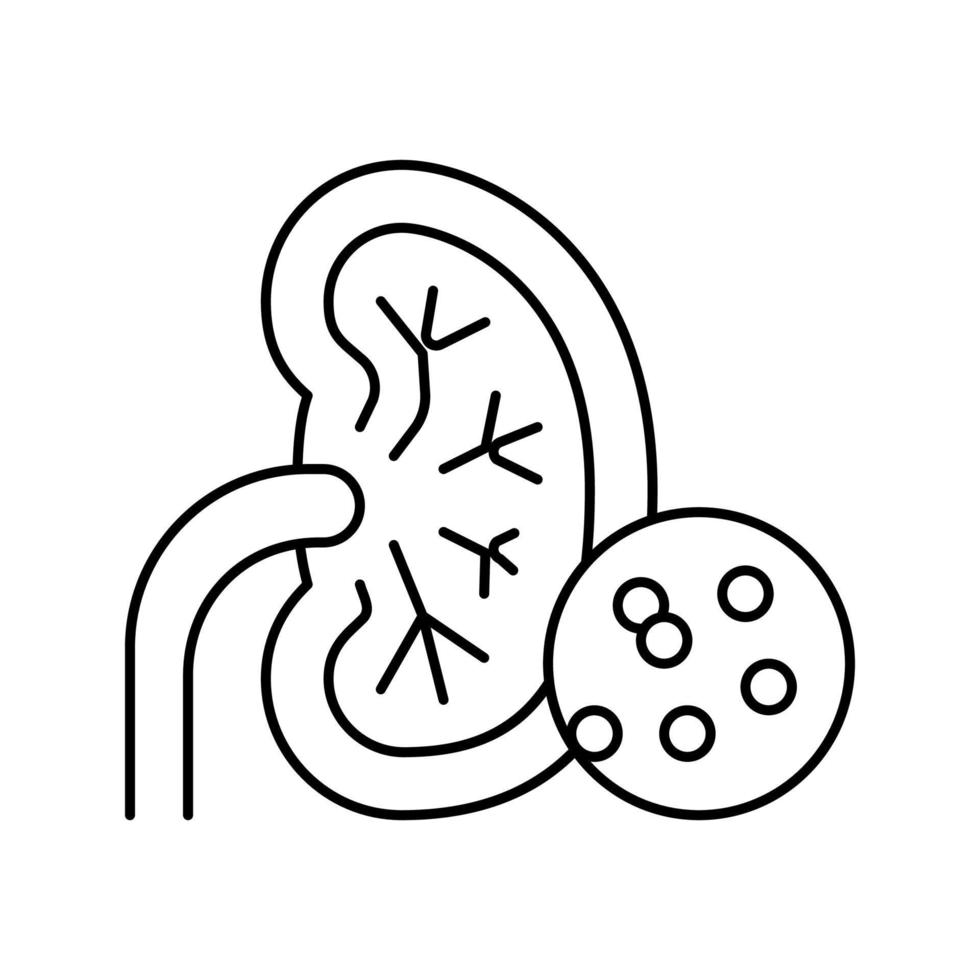 ilustración de vector de icono de línea de problema de riñones