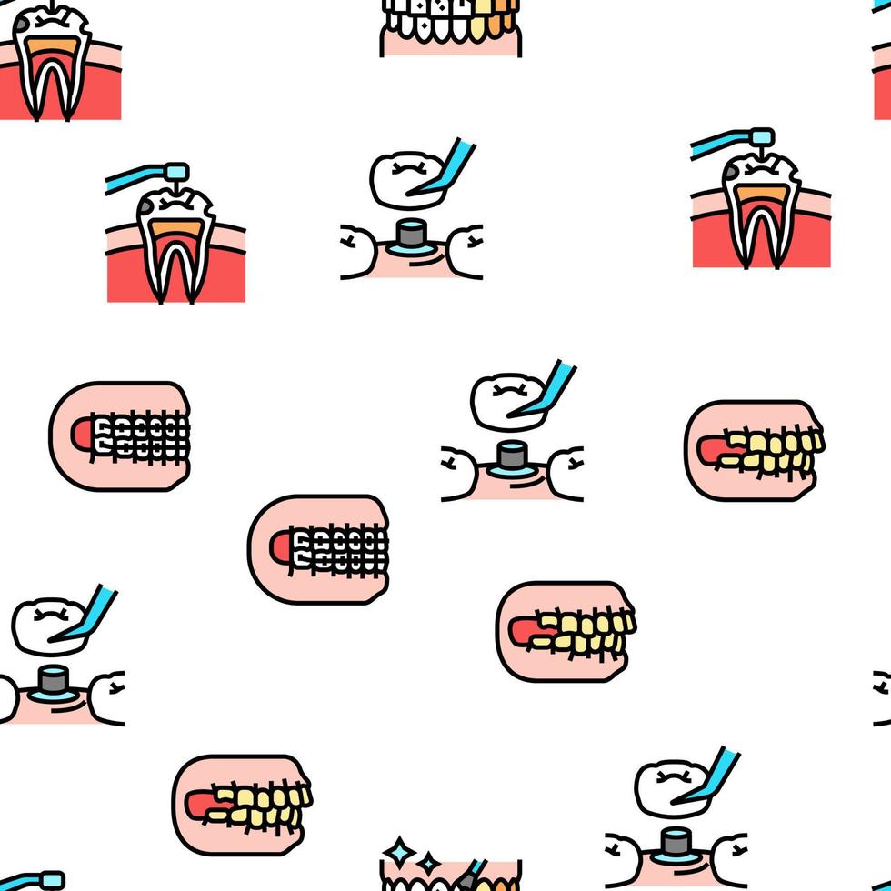 dental care dentist tooth implant vector seamless pattern