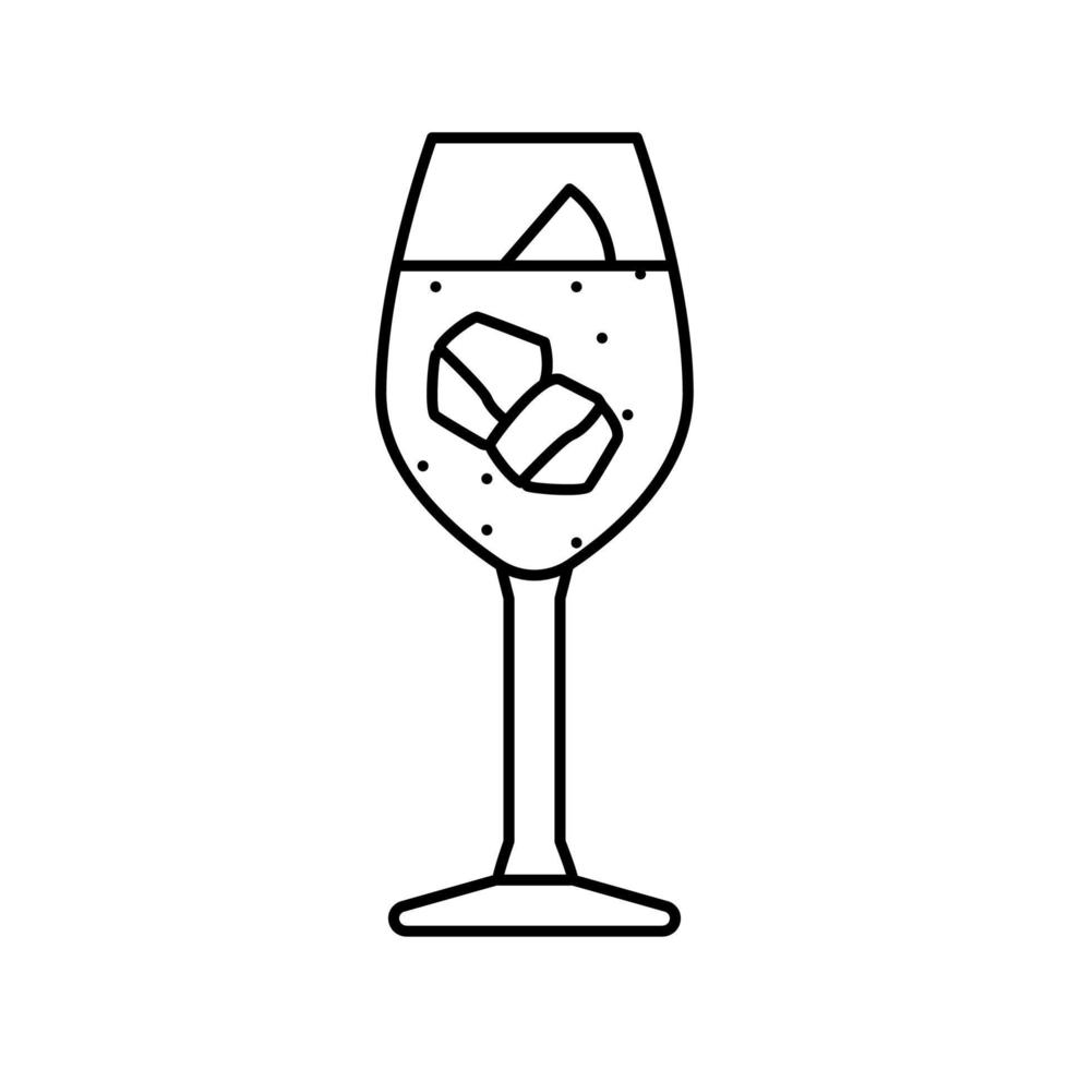 Ilustración de vector de icono de línea de bebida de copa de cóctel spritz