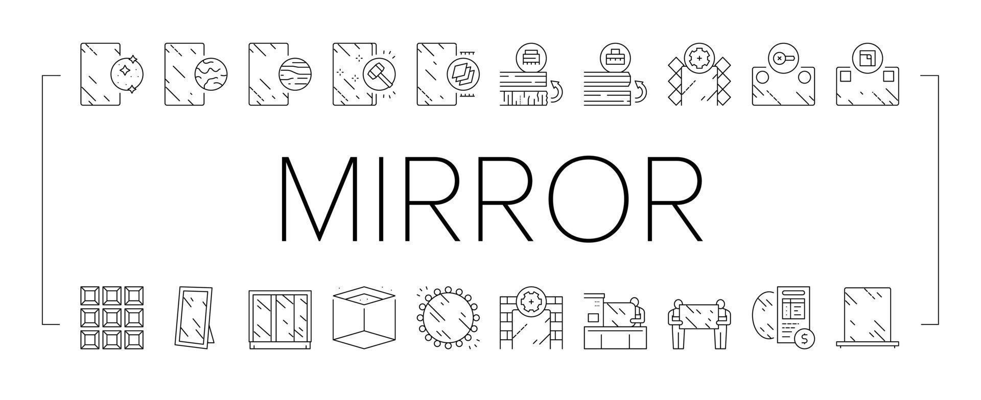 Mirror Installation Collection Icons Set Vector