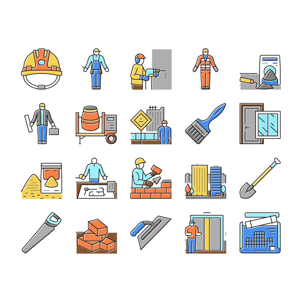 Construction Building And Repair Icons Set Vector