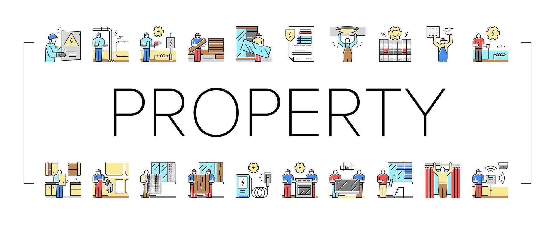 Property Maintenance And Repair Icons Set Vector