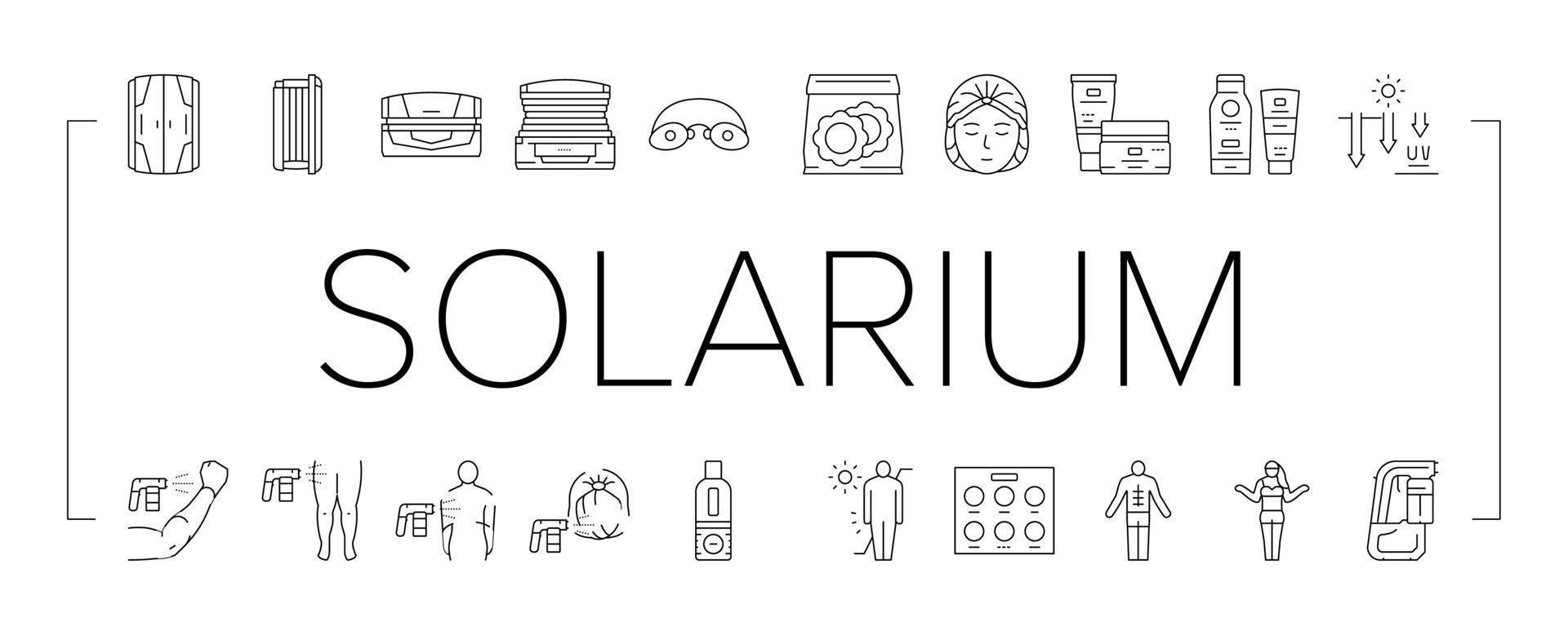 Solarium Salon Tanning Service Icons Set Vector