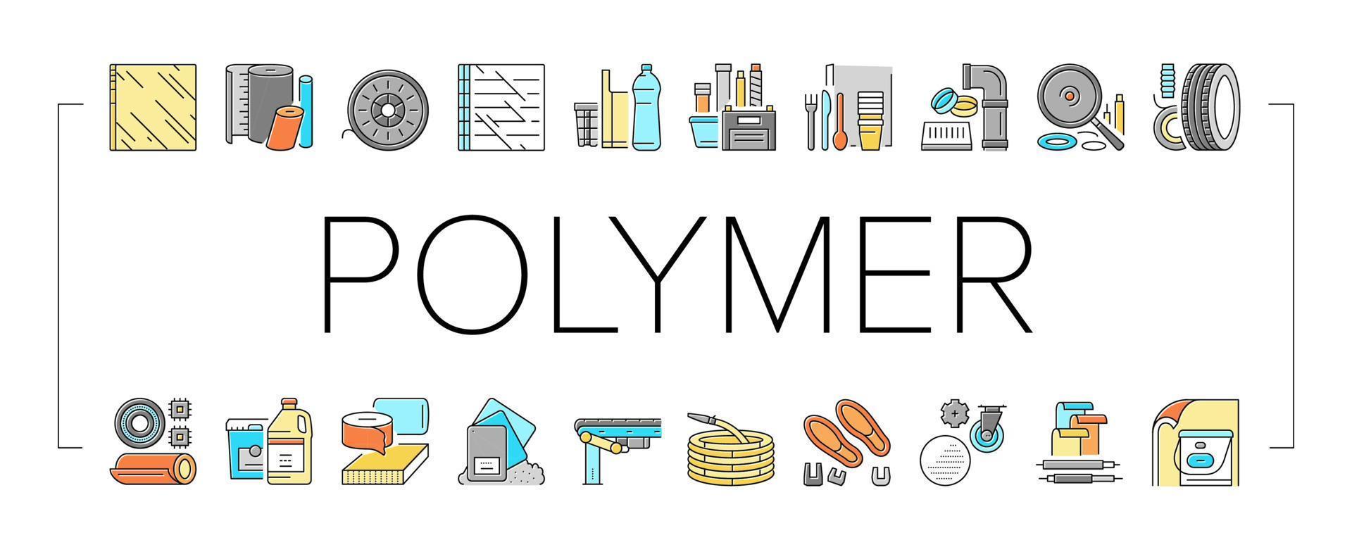 Polymer Material Industry Goods Icons Set Vector