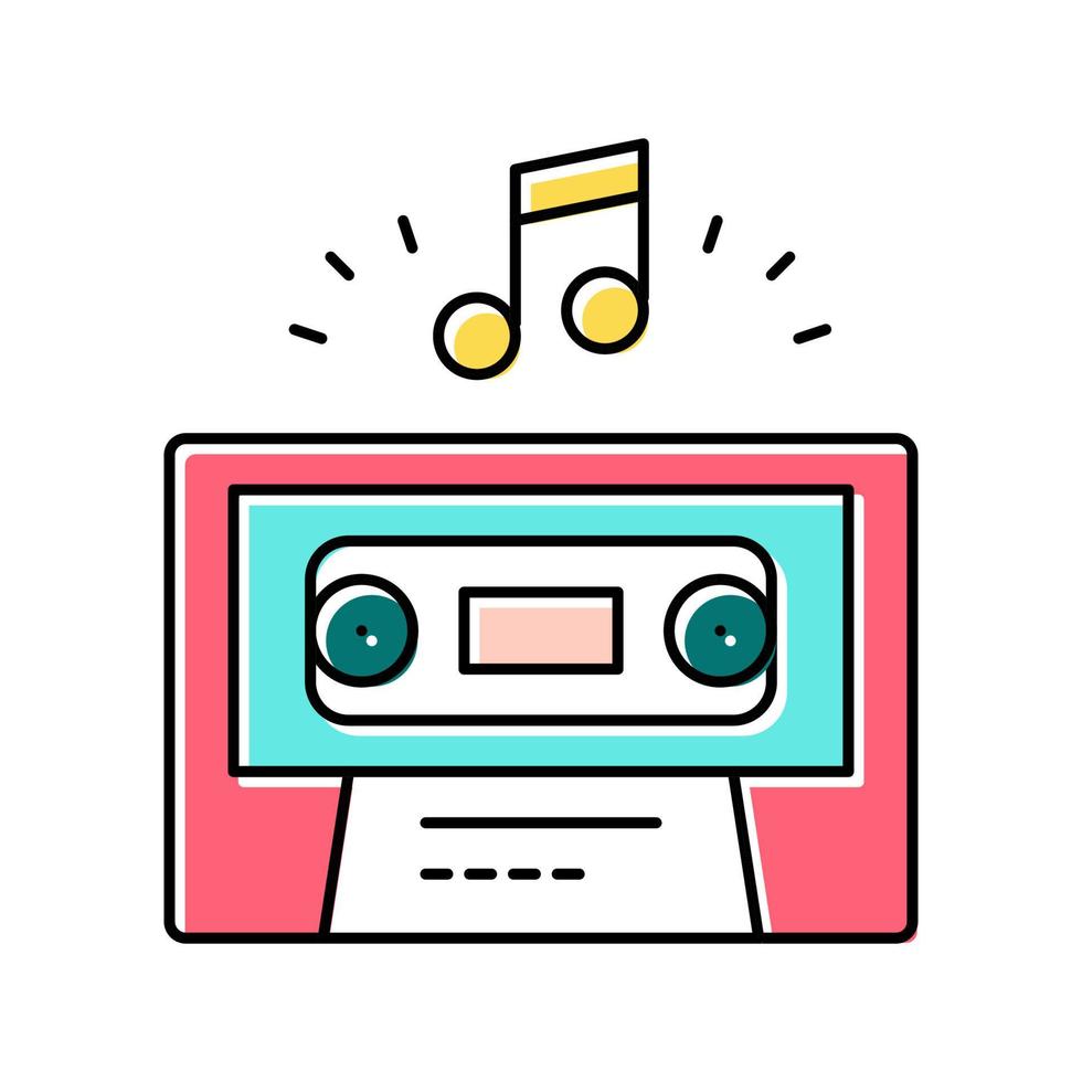 audio guide cassette color icon vector illustration