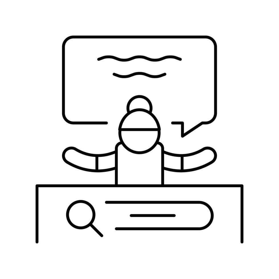 librarian help for finding materials in children library line icon vector illustration