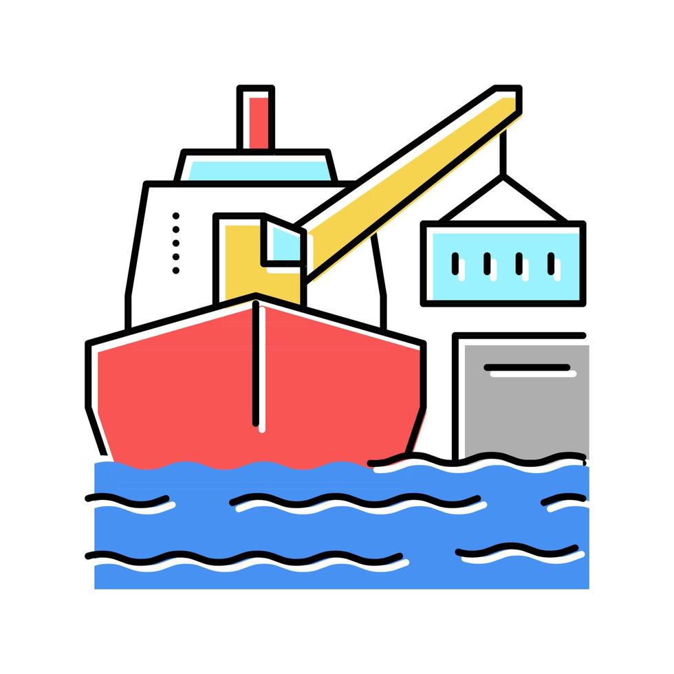 barco grúa color icono vector ilustración