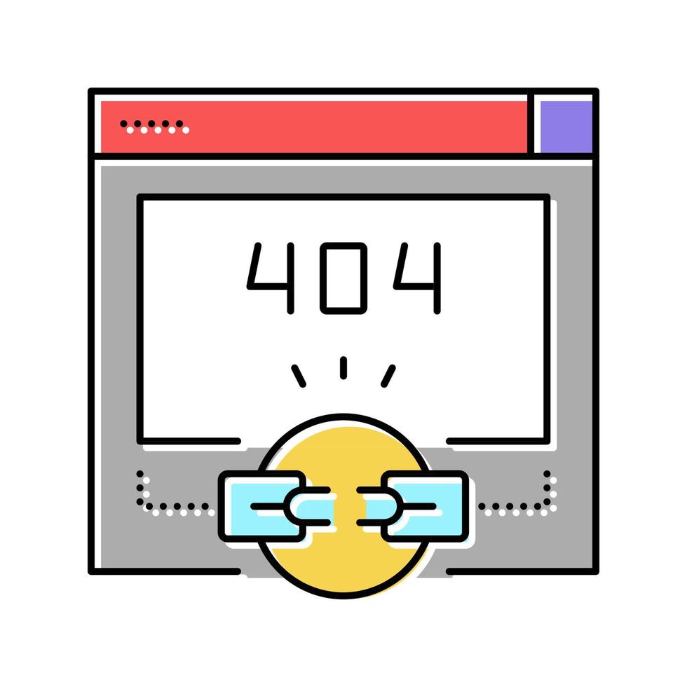 broken link 404 error color icon vector illustration
