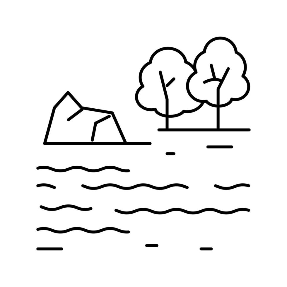 river landscape line icon vector illustration