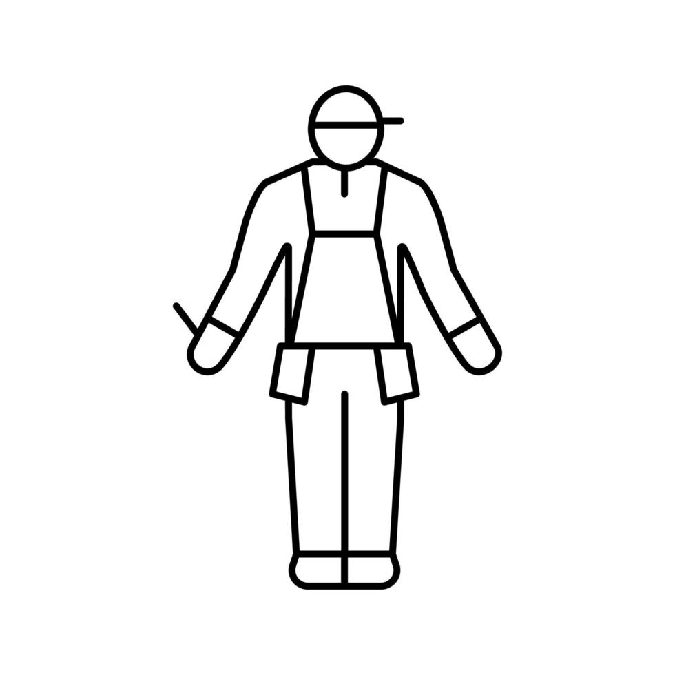 trabajador constructor línea icono vector ilustración