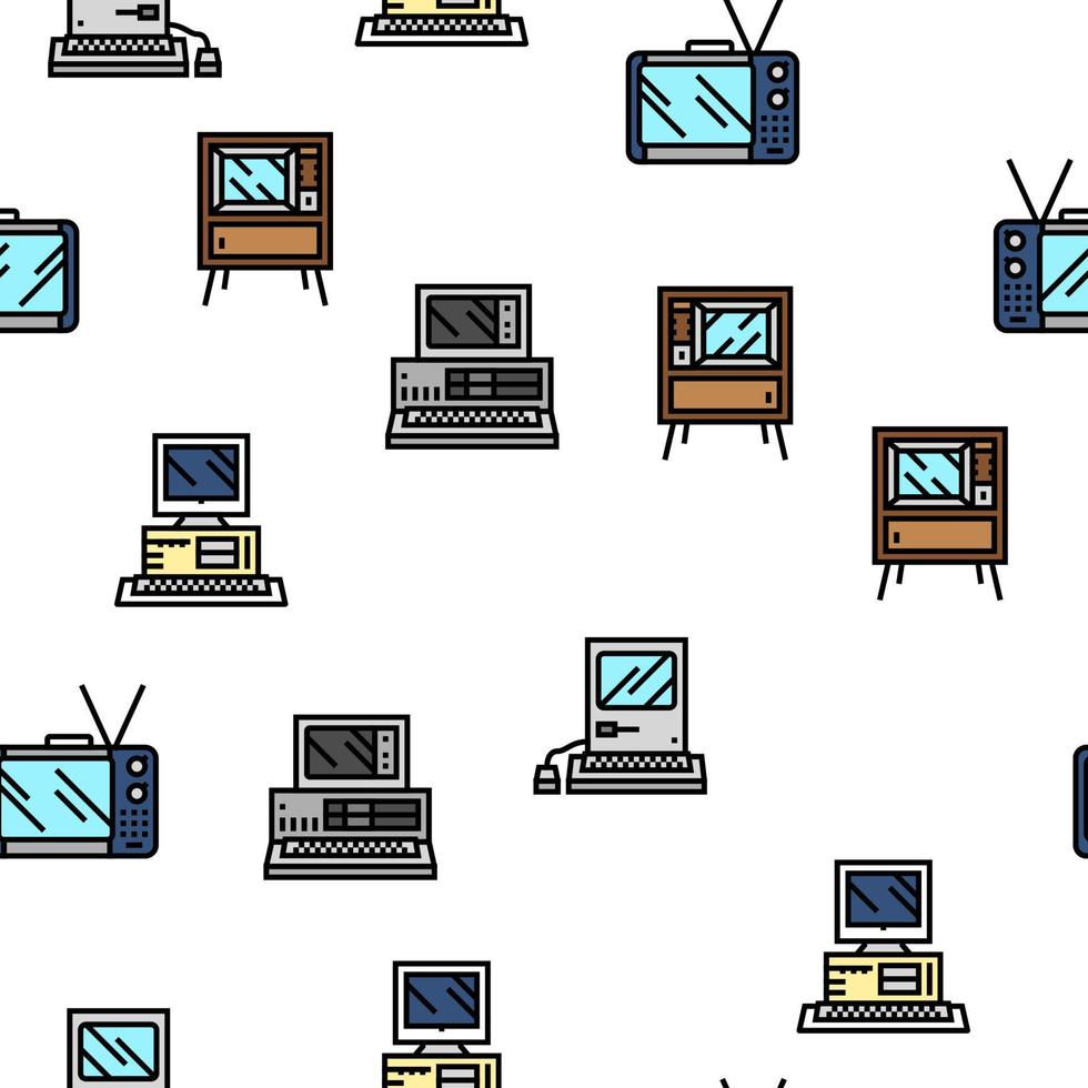 retro gadget technology device vector seamless pattern