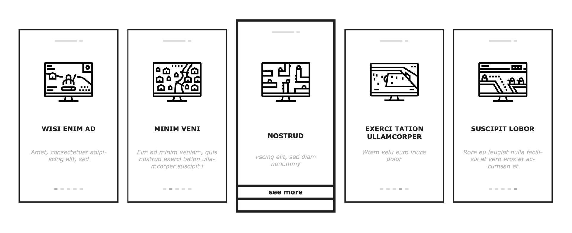 Video Game Electronic And Device onboarding icons set vector