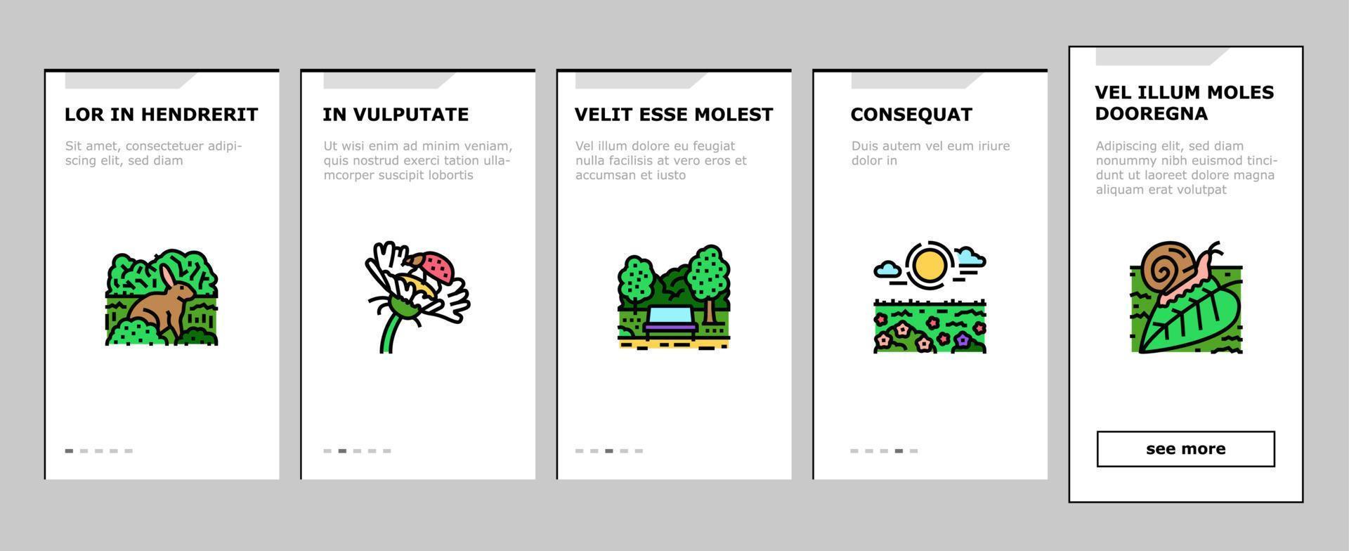spring season flower nature onboarding icons set vector