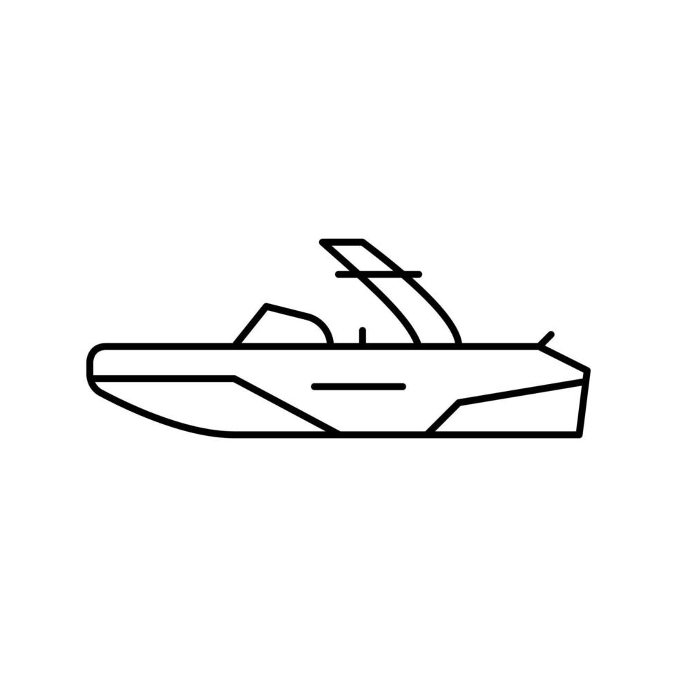 Ilustración de vector de icono de línea de barco de esquí de wakeboard