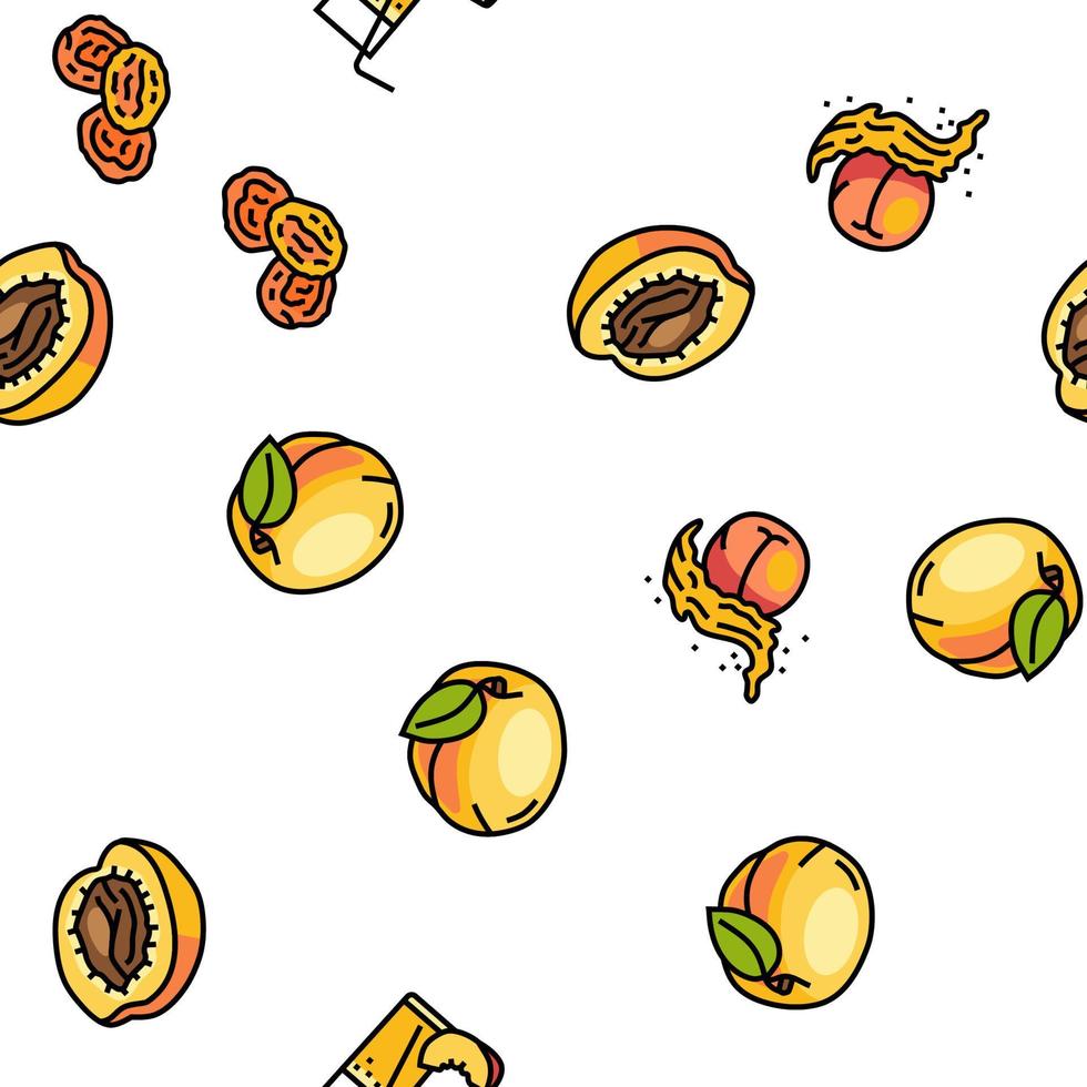 peach fruit nectarine juicy vector seamless pattern