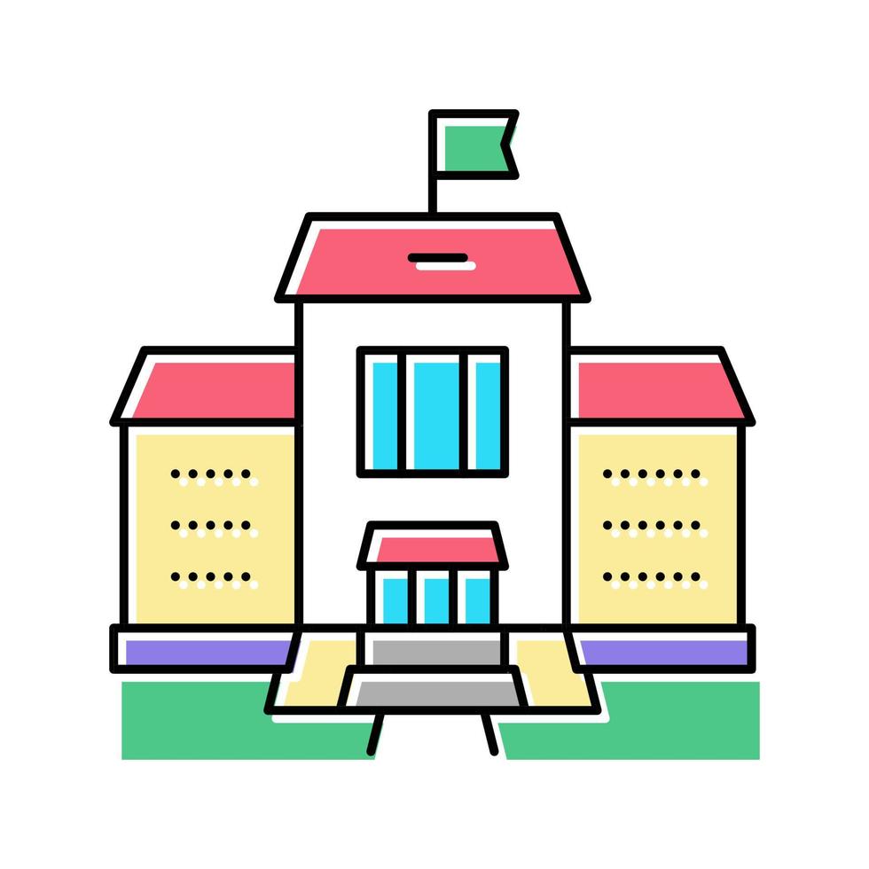 building kindergarten color icon vector illustration