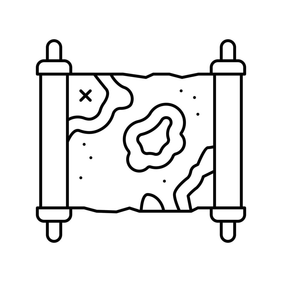 map with direction to treasure line icon vector illustration