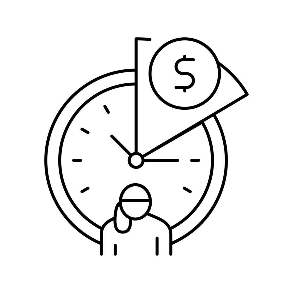 hourly babysitting rates line icon vector illustration