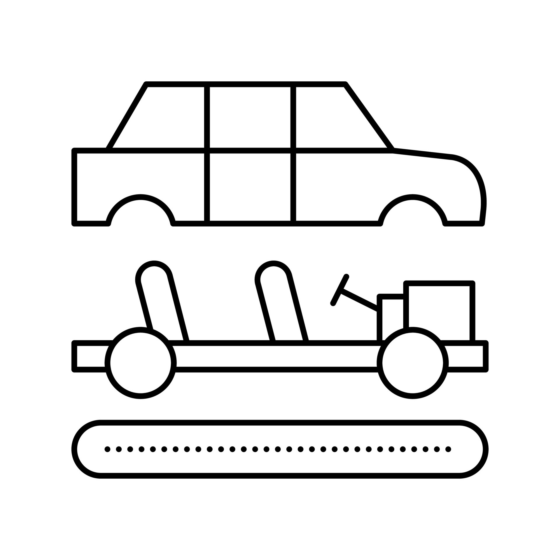 assembly of all car parts line icon vector illustration 18999350 Vector