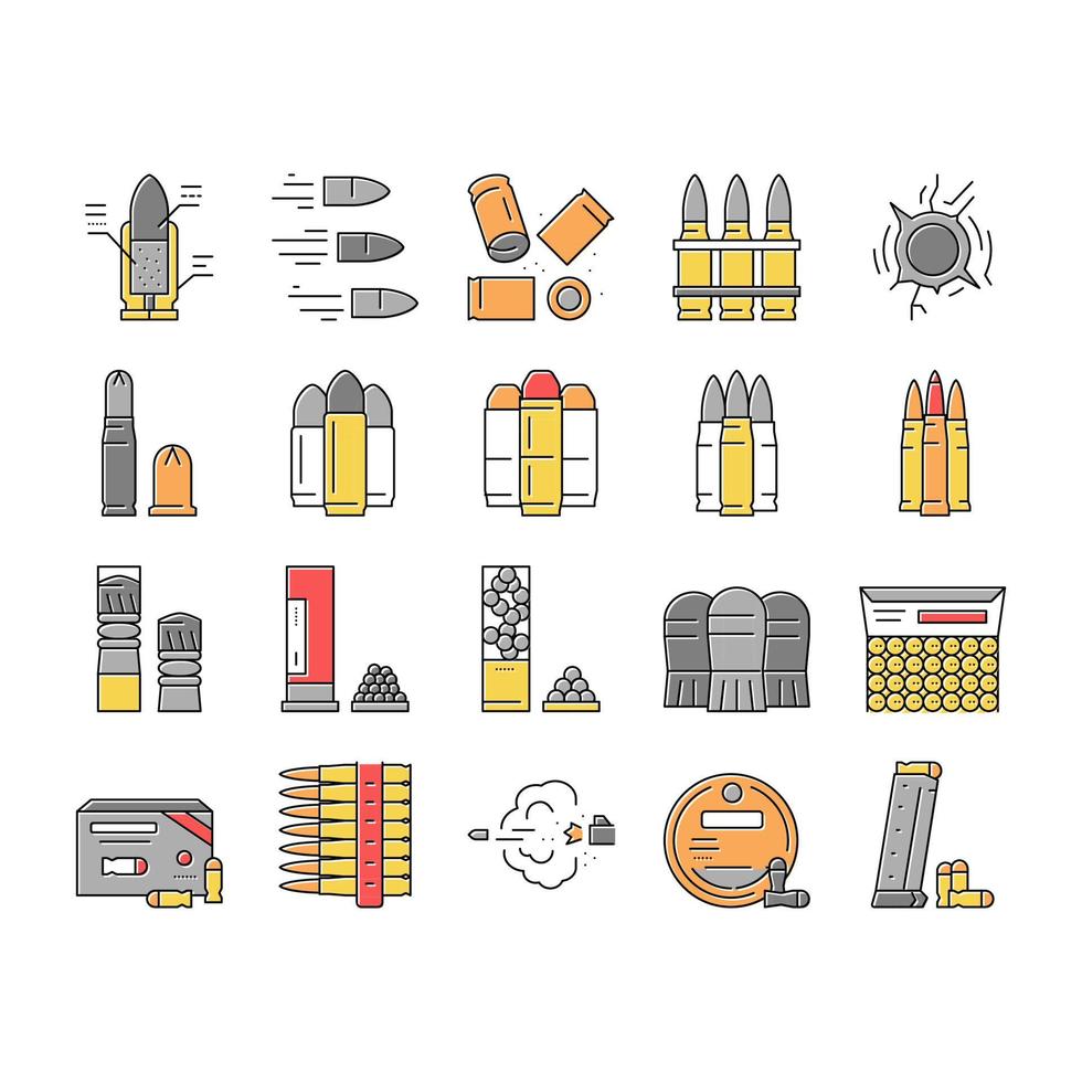 Bullet Ammunition Collection Icons Set Vector