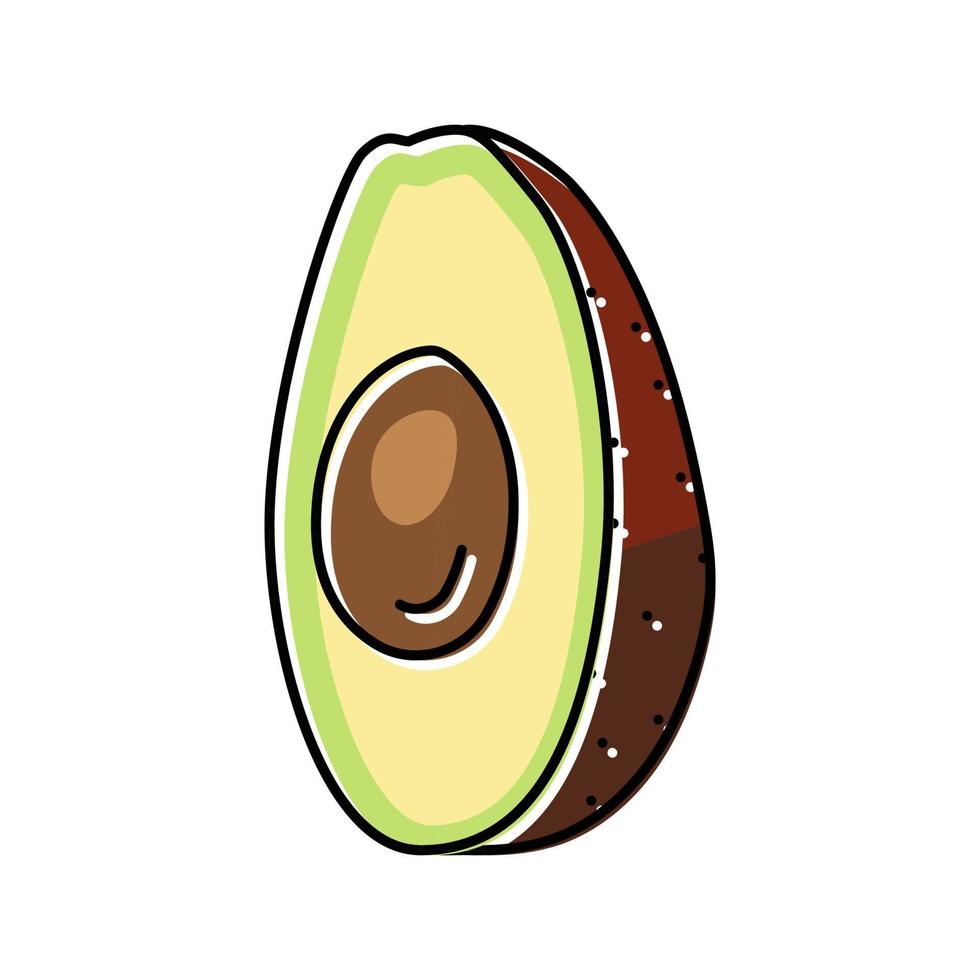 ilustración de vector de icono de color de aguacate marrón cortado