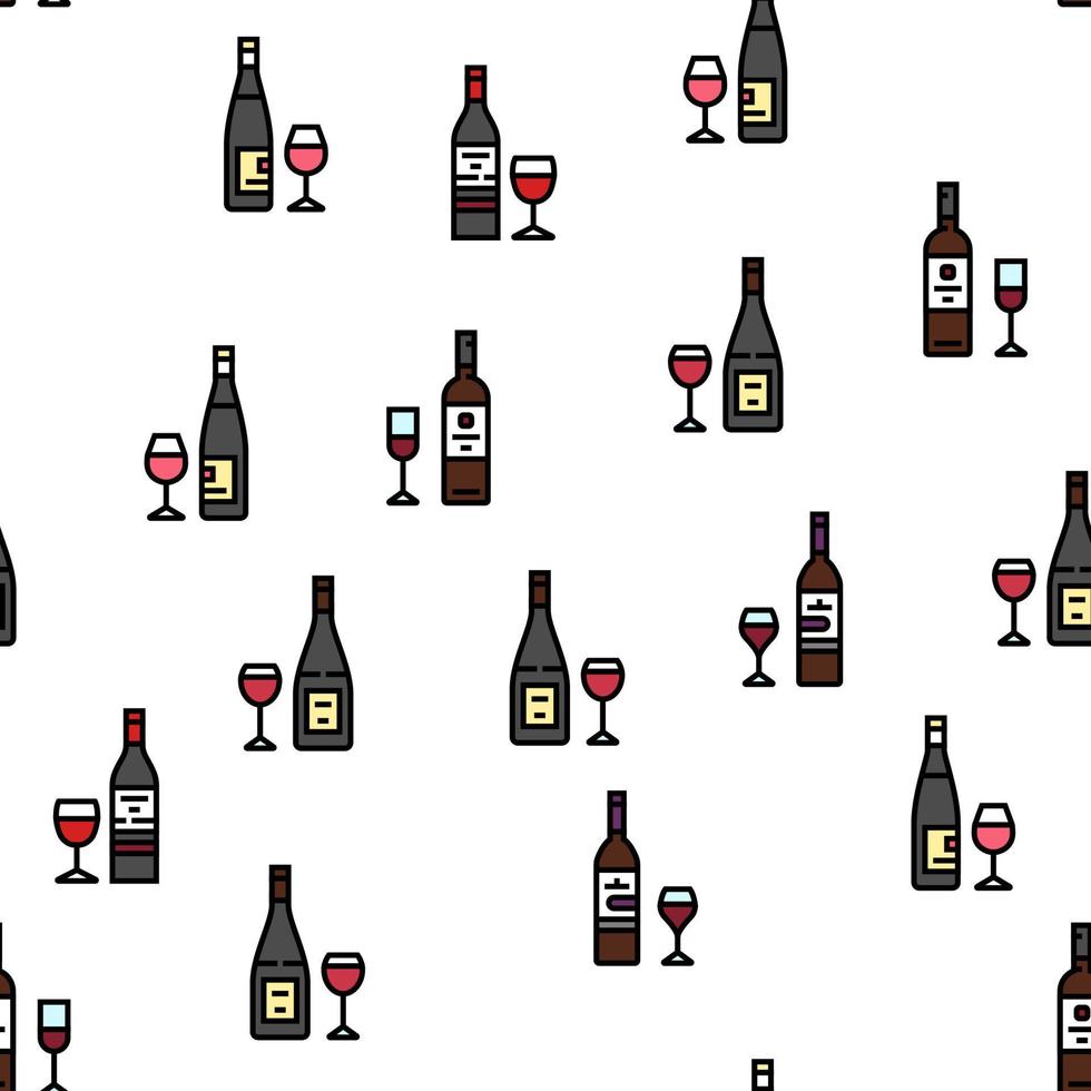 copa de vino alcohol botella roja vector de patrones sin fisuras