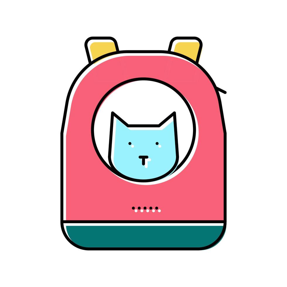 mochila para gato con ilustración de vector de icono de color