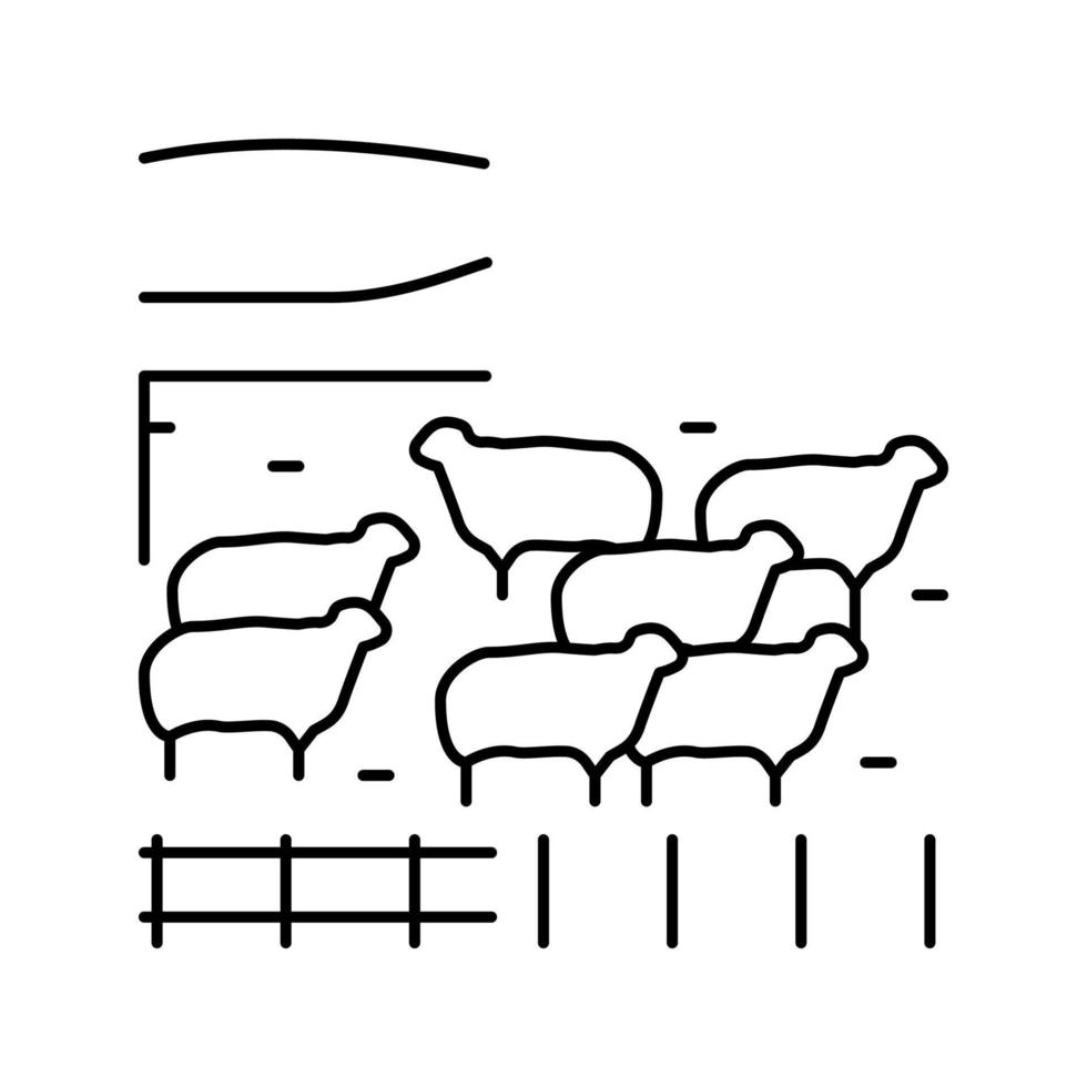 Ilustración de vector de icono de línea de ovejas de pasto