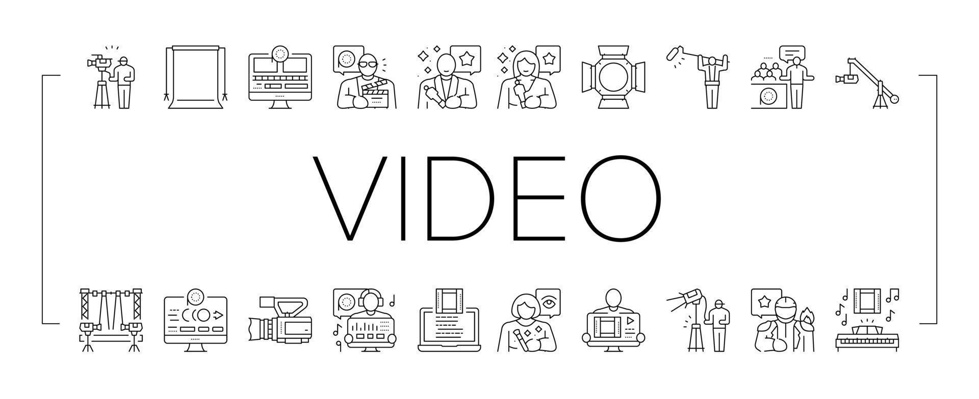 video production film studio icons set vector