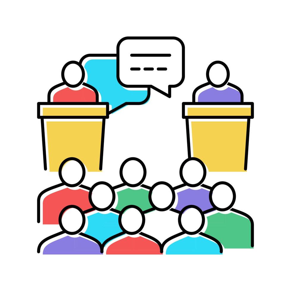 debate on forum color icon vector illustration