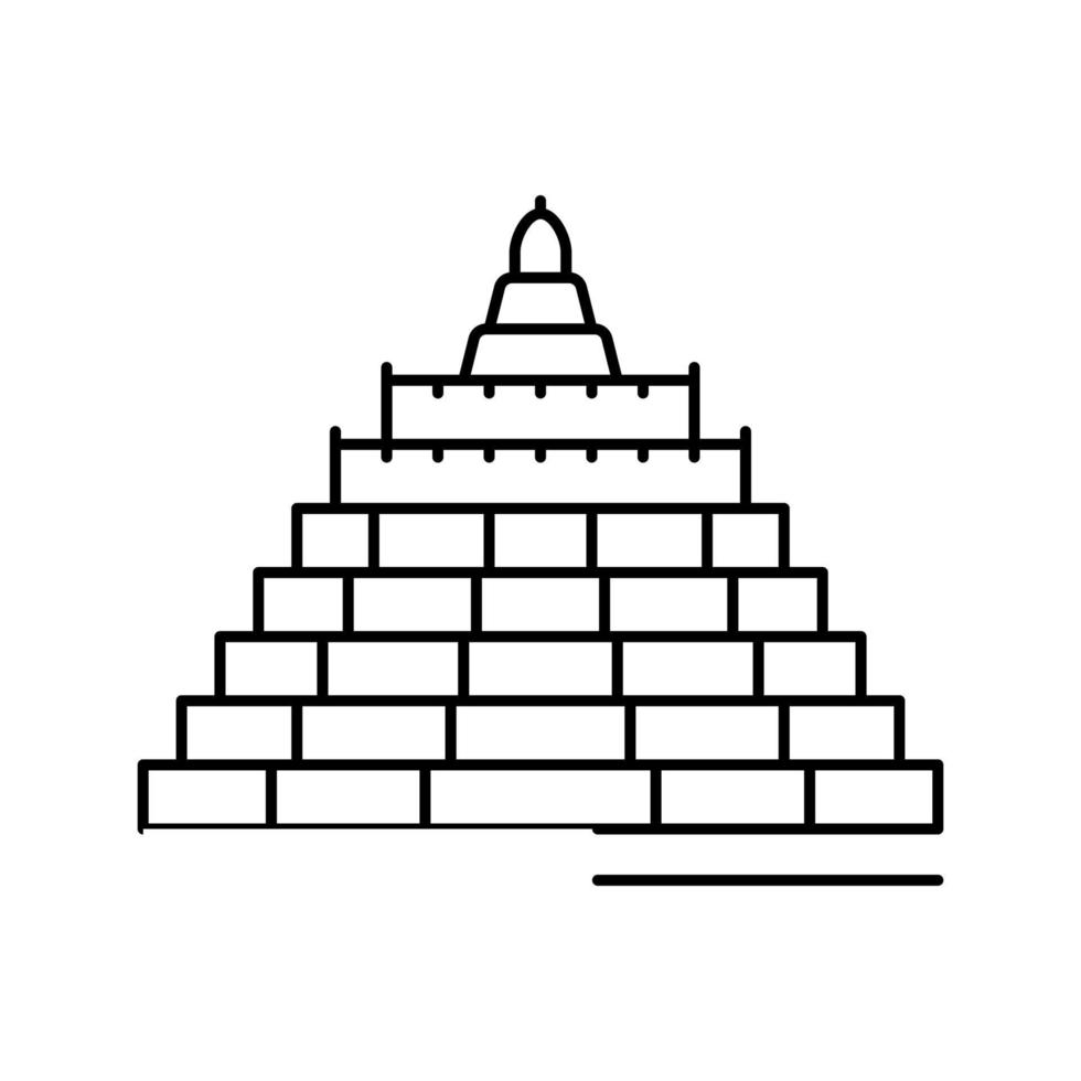 borobudur asian building line icon vector illustration
