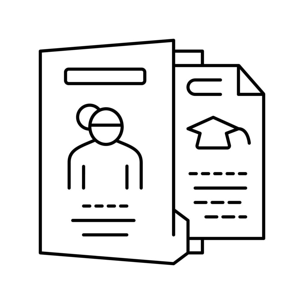 biography check and verification of candidates line icon vector illustration