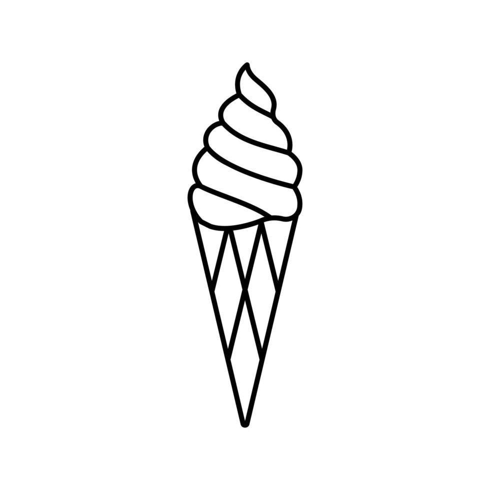 ilustración de vector de icono de línea de helado de vainilla