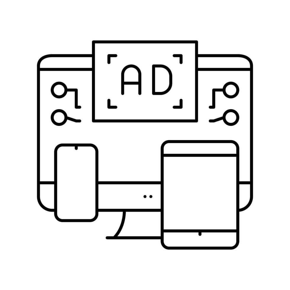 cross channel retargeting line icon vector illustration