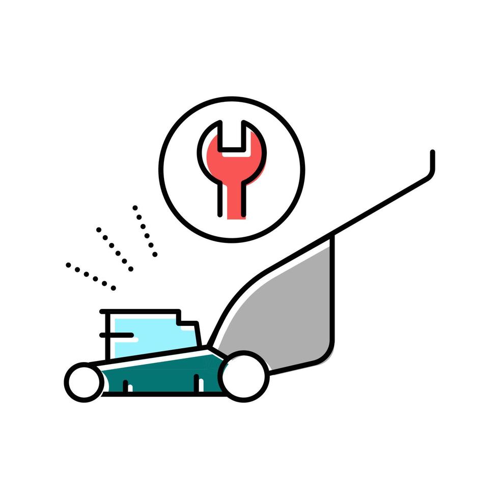 repair of lawn mower color icon vector illustration