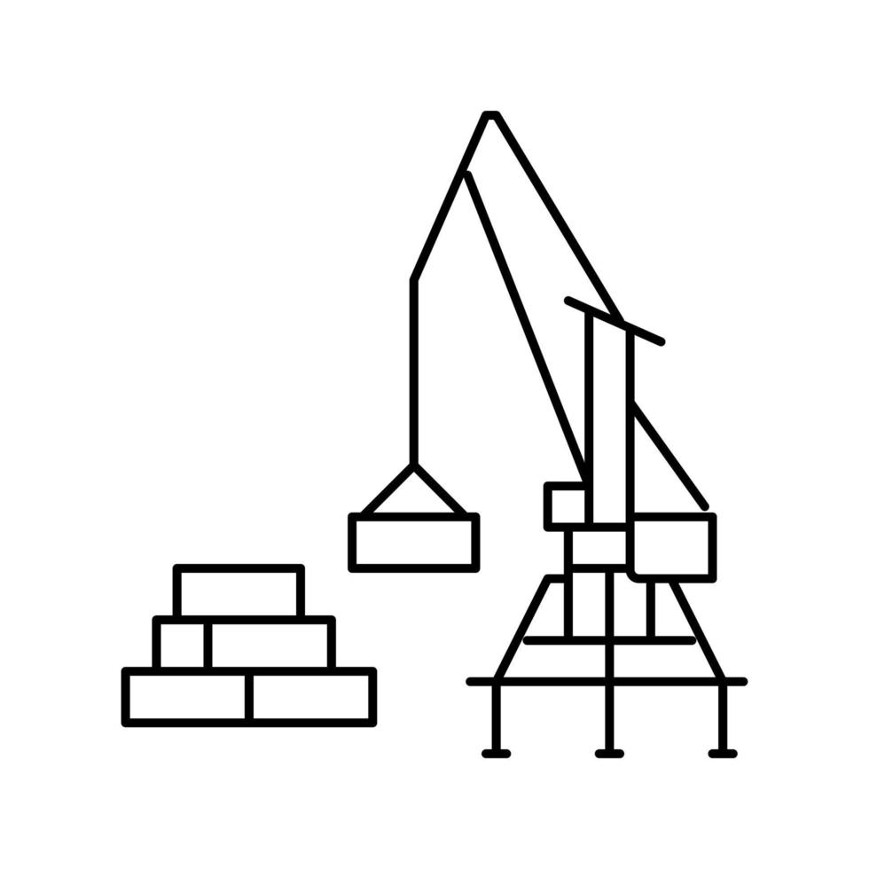 Ilustración de vector de icono de línea de equipo de puerto de cargador de contenedores