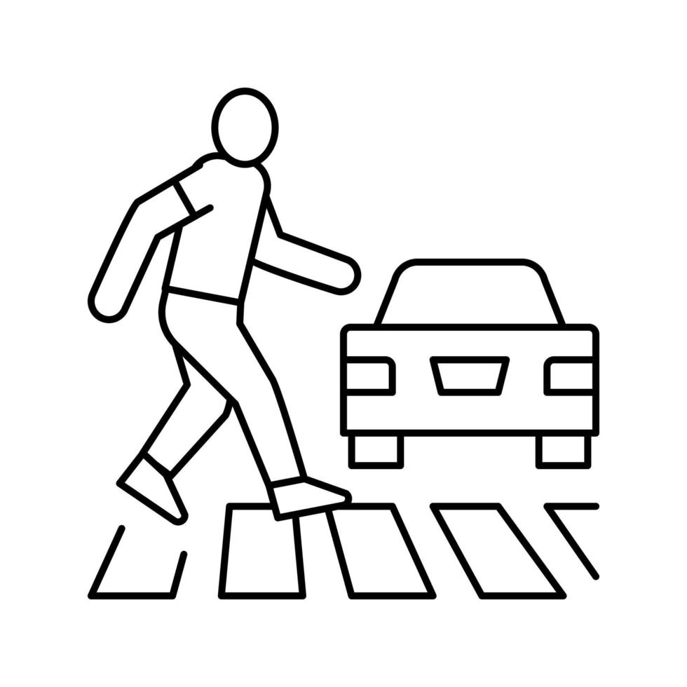 human crossing road on crosswalk line icon vector illustration