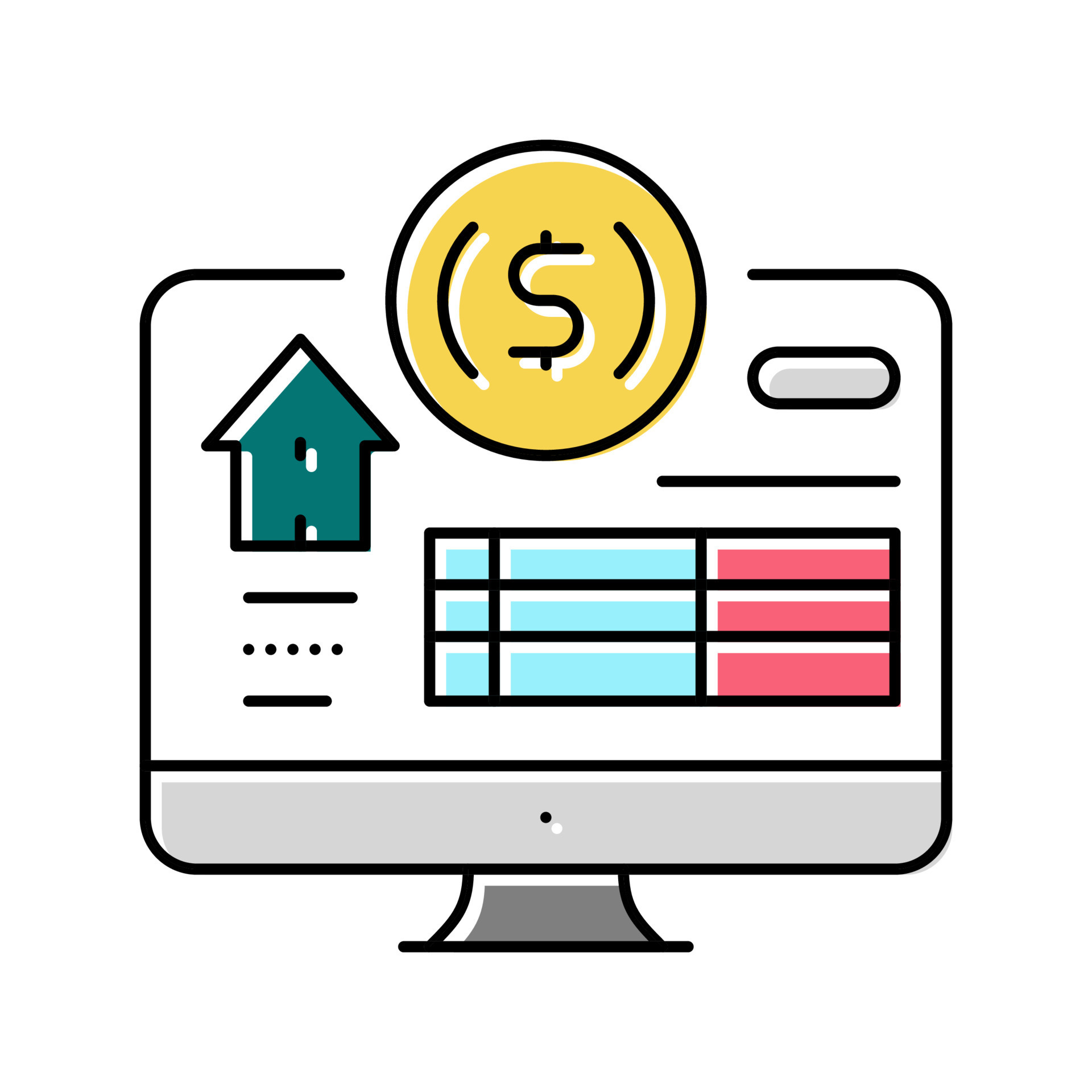 budget management interior design color icon vector illustration