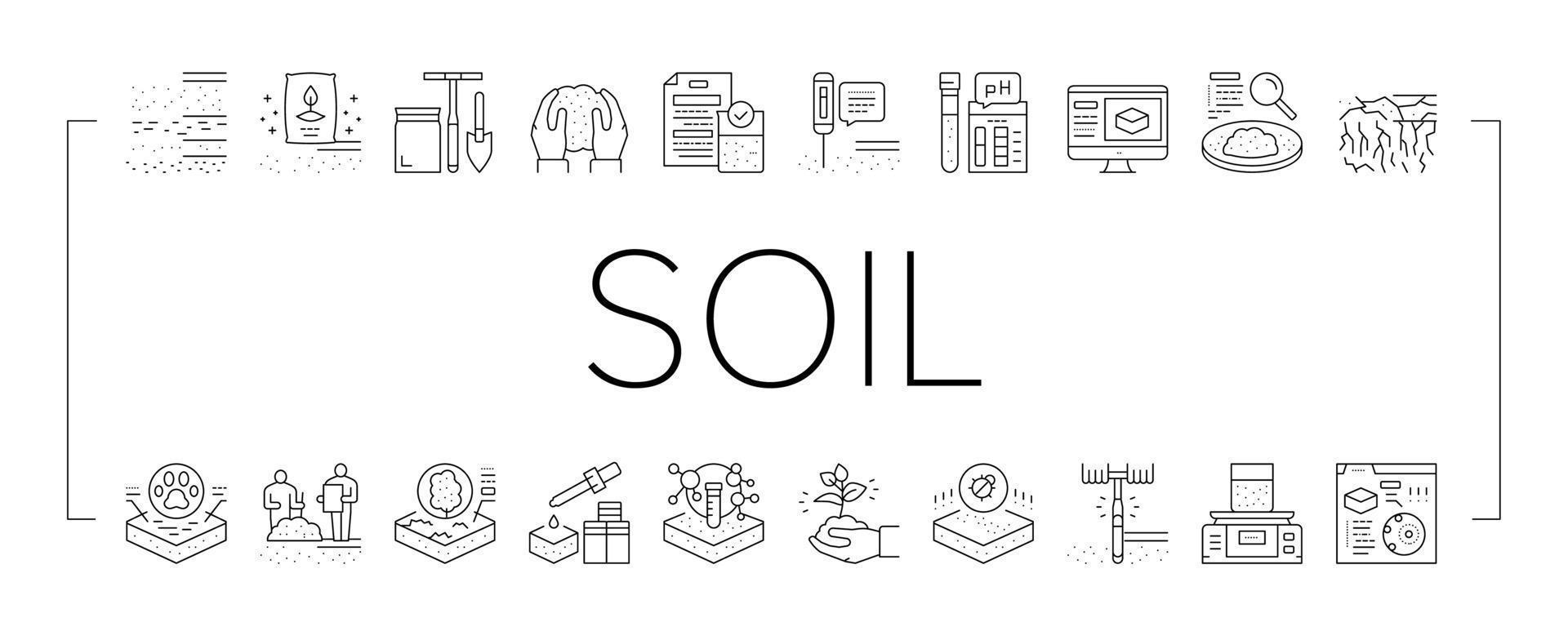 Soil Testing Nature Collection Icons Set Vector