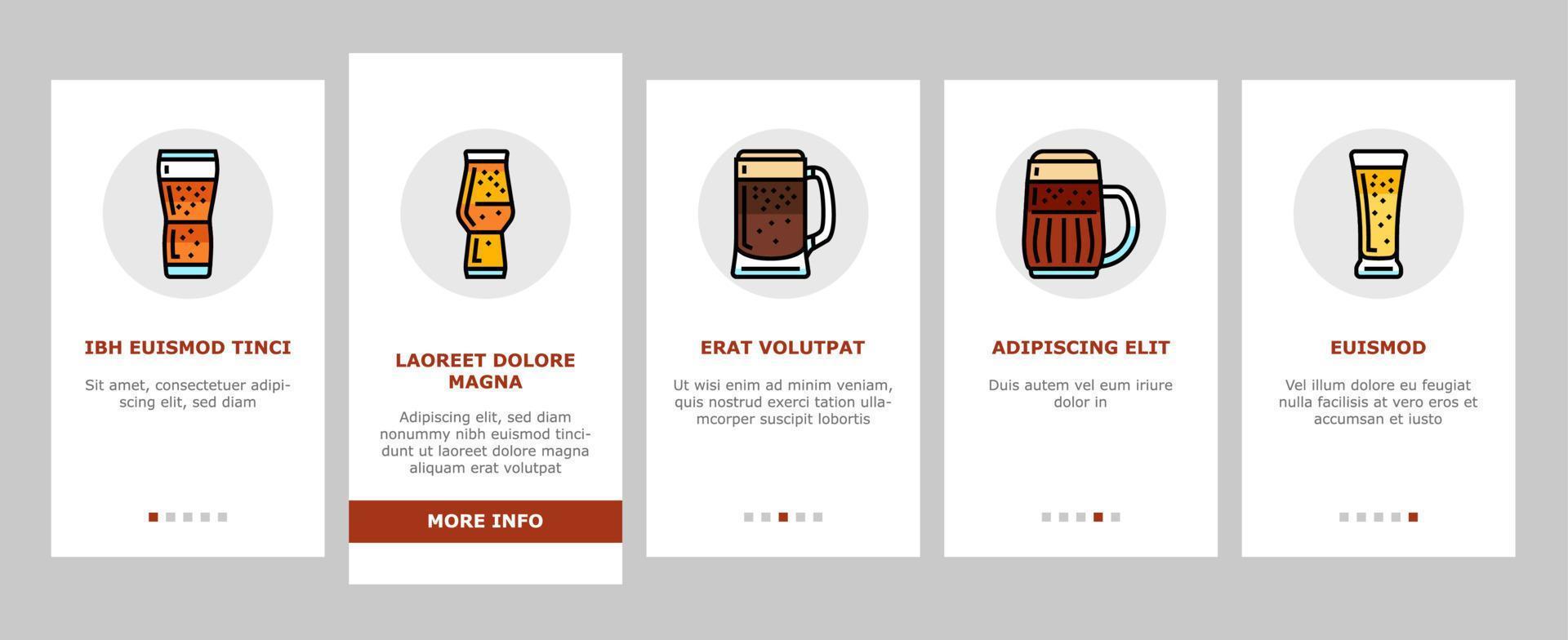 glass beer mug pint bar drink onboarding icons set vector